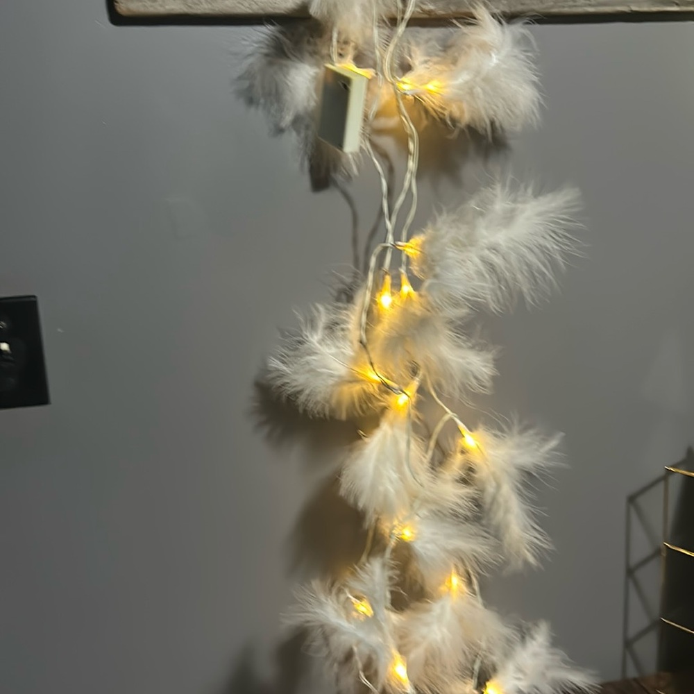 Feather string lights white